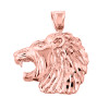Rose Gold Diamond Cut Lion Head Pendant