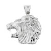 Sterling Silver Diamond Cut Lion Head Pendant