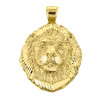 Diamond Cut Lion Head Pendant in Yellow Gold