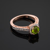 Rose Gold Peridot Halo Diamond Pave Engagement Ring