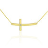 14K Gold Sideways Curved Diamond Cross Necklace