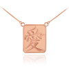 14K Rose Gold Chinese Love Symbol Square Medallion Necklace