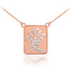 14K Two-Tone Rose Gold Chinese Love Symbol Square Medallion Necklace