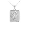 Sterling Silver Chinese Love Symbol Square Medallion Pendant Necklace