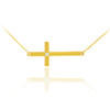 14K Solid Gold Sideways Diamond Cross Necklace