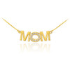 14K Yellow Gold MOM Diamond Studded Pendant Necklace