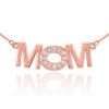 14K Rose Gold MOM Diamond Studded Pendant Necklace