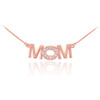 14K Rose Gold MOM Diamond Studded Pendant Necklace