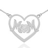 14K White Gold Diamond Pave Heart "MOM" Necklace