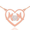 14K Rose Gold Diamond Pave Heart "MOM" Necklace
