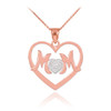 14K Rose Gold Diamond Pave Heart "MOM" Pendant Necklace