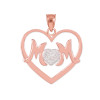 14K Rose Gold Diamond Pave Heart "MOM" Pendant Necklace