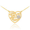 14K Gold Diamond Pave Heart "Love Your Mom" Script Necklace
