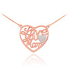 14K Rose Gold Diamond Pave Heart "Love You Mom" Script Necklace