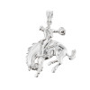 Sterling Silver Rodeo Cowboy on Horse Charm Pendant