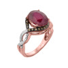 Rose Gold Ruby and Champagne Color Diamond Infinity Engagement Ring