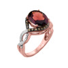 Rose Gold Garnet and Champagne Color Diamond Infinity Engagement Ring