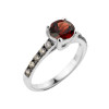 White Gold Garnet and Diamond Solitaire Ring