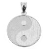 White Gold Yin and Yang Taoist Symbol Charm Pendant