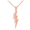 Rose Gold Thunderbolt Pendant  Necklace with Diamonds