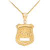 Gold Police Badge Charm Pendant Necklace