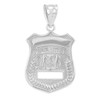White Gold Police Badge Charm Pendant Necklace