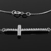 14K White Gold Sideways Cross CZ Necklace