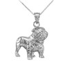 White Gold Bulldog Pendant Necklace