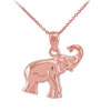 Rose Gold Elephant Charm Pendant Necklace