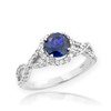 White Gold Sapphire Birthstone Infinity Ring with Diamonds