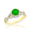 Gold Emerald Infinity Ring with Diamonds