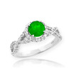 White Gold Emerald Infinity Ring with Diamonds