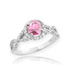 White Gold Pink Topaz Infinity Ring with Diamonds