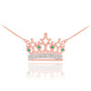14k Rose Gold Emerald Crown Necklace with Diamonds