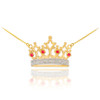 14k Gold Ruby Crown Necklace with Diamonds
