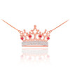 14k Rose Gold Ruby Crown Necklace with Diamonds