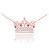 14k Rose Gold Sapphire Crown Necklace with Diamonds