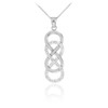 14k White Gold Vertical Double Infinity Necklace with Diamonds