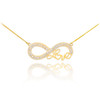 14k Gold Infinity "Love" Script Necklace with Diamonds