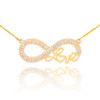 14k Gold Infinity "Love" Script Necklace with Diamonds