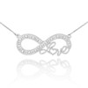 14k White Gold Infinity "Love" Script Necklace with Diamonds