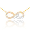 14k Two-Tone Gold Infinity "Love" Script Necklace with Diamonds