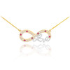 14k Two-Tone Gold Ruby Infinity "Love" Script Necklace with Diamonds