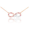 14k Two-Tone Rose Gold Ruby Infinity "Love" Script Necklace with Diamonds