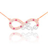 14k Two-Tone Rose Gold Ruby Infinity "Love" Script Necklace with Diamonds