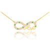 14k Gold Emerald Infinity "Love" Script Necklace with Diamonds