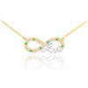 14k Two-Tone Gold Emerald Infinity "Love" Script Necklace with Diamonds