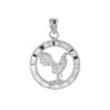 Polished White Gold Rooster Charm Pendant