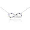 14k White Gold Sapphire Infinity "Love" Script Necklace with Diamonds