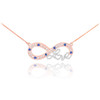 14k Two-Tone Rose Gold Sapphire Infinity "Love" Script Necklace with Diamonds